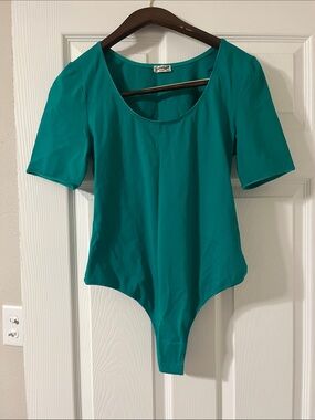 Free People Teal Scoop Neck Bodysuit